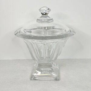 Cristal D'Arques Longchamp Lead Crystal Pedestal Covered Candy Dish Clear Glass